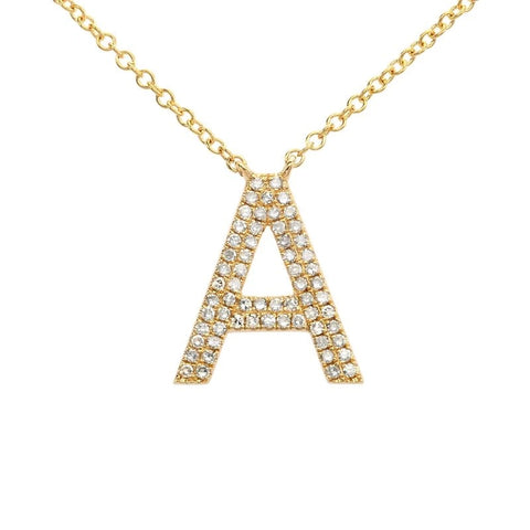 Double Row Pave Initial Necklace