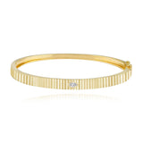 Thick Fluted Diamond Bangle