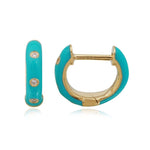 Enamel Three Diamond Huggies