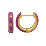 Enamel Three Diamond Huggies