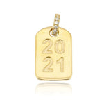 Small Pave Dog Tag Charm