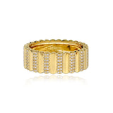 Thick Pave Striped Gold Ring