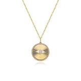Medium Fluted Disc Evil Eye Pave Necklace