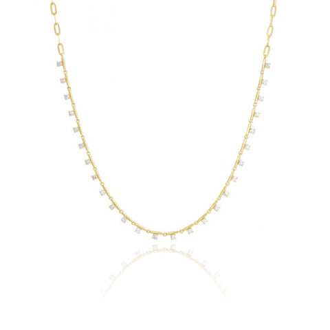 Spaced Gold Bar Diamond Necklace
