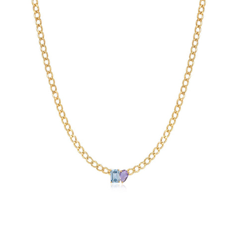Medium Two-Gemstones Necklace