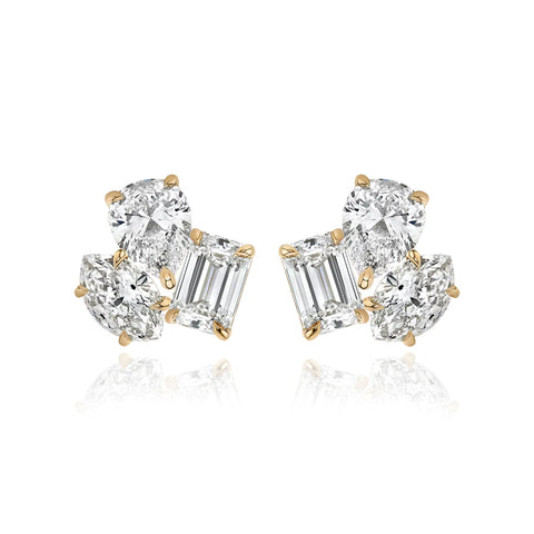 Three Medium Multi Shape Diamond Earring