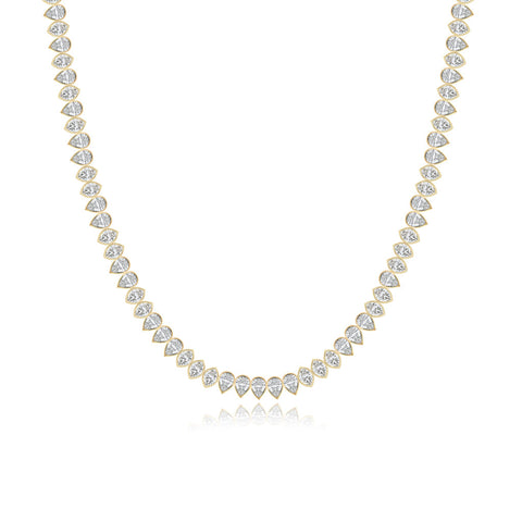 Bezel Pear and Marquise Golden Tennis Necklace
