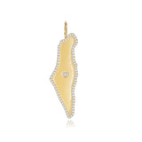 Solitaire Diamond Pave Outline Map of Israel