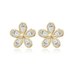 Pear Bezel Flower Stud Earrings