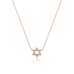 Star of David Half Pave Gold Necklace