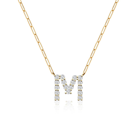Large Diamond Paperclip Initial Necklace