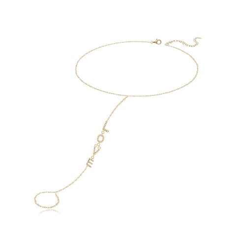 Pave LOVE Gold Hand Chain
