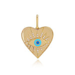 Gold and Pave Evil Eye Heart Charm