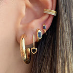 Dangling Bezel Gemstone Heart Huggies