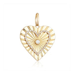 Fluted Heart Center Diamond Charm