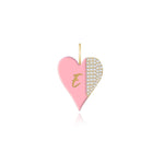 Enamel Side Pave Heart Charm