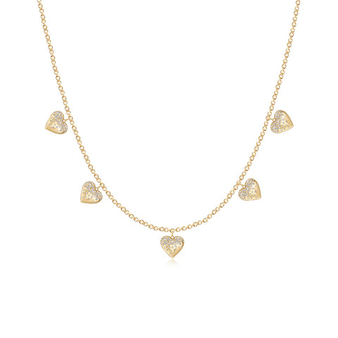 DANGLING DRIPPING SCATTERED HEARTS NECKLACE