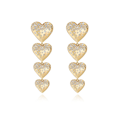 DRIPPING SCATTERED HEARTS DROP EARRINGS