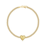 Fluted Outline Gold Heart Cuban Bracelet