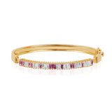 Baguette Diamonds and Gemstone Sliding Bangle