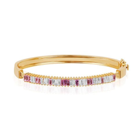Baguette Diamonds and Gemstone Sliding Bangle