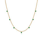 Seven Bezel Emerald Dangling Necklace