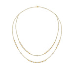 Gold and Diamonds Balls Double Chain Necklace
