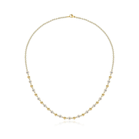 Gold and Diamonds Balls Necklace