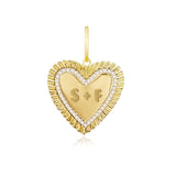 Large Fluted Pave Outline Heart Charm