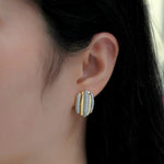 Three Diamond Row Pave Dome Earring