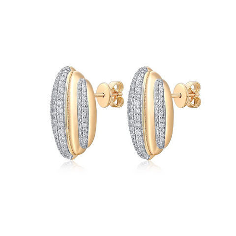 Three Diamond Row Pave Dome Earring