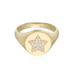 Pave Star Signet Ring