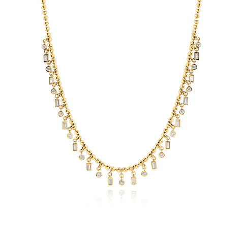 Dangling Multi Shape Bezel Ball Chain