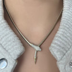 Diamond Snake Emerald Eyes Necklace