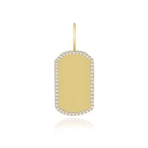 Engravable Gold Pave Tag Cham