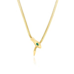 Solitaire Pear Emerald Eyes Snake Necklace