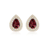Double Halo Gemstone Pear Earrings
