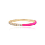 Half Enamel Half Pave Ring