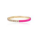 Half Enamel Half Pave Ring