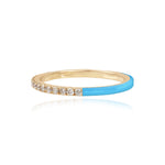 Half Enamel Half Pave Ring