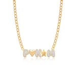 Three Pave Initials and Gold Charms Cuban Necklace