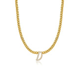 Pave Initial Solid Cuban Necklace