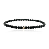 Small Onyx Bead and Single Diamond Men Bracelet
