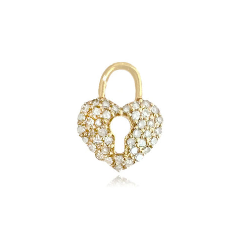 Pave Heart Lock Huggie Charm
