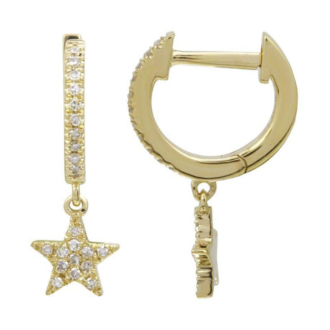 Mini Pave Dangling Star Huggies