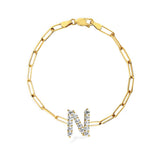 Large Diamond Initial Medium Paperclip Bracelet