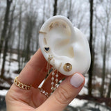 Pave Outline Stone Heart Studs