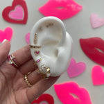 Pave Outline Enamel Heart Studs