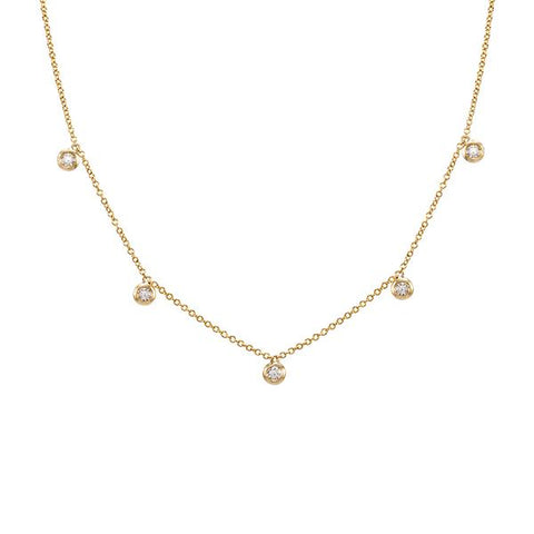 Five Bezel Dangling Necklace
