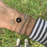 Round Diamond Initial Stone Bracelet